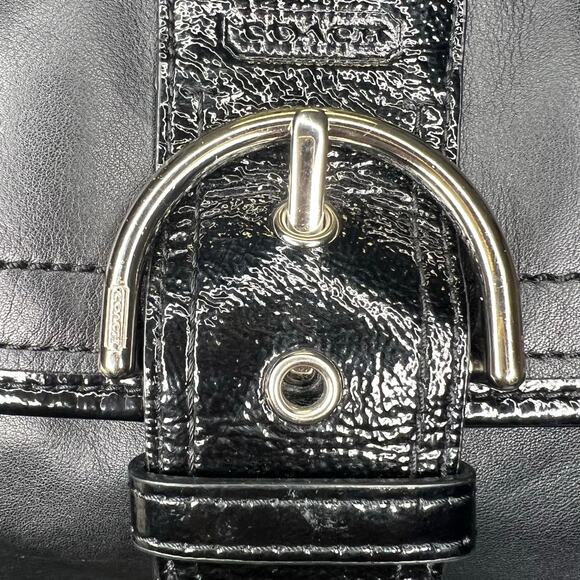 COACH #19580 Black Leather Soho Flap Convertible Satchel Crossbody Handbag - Picture 7 of 8